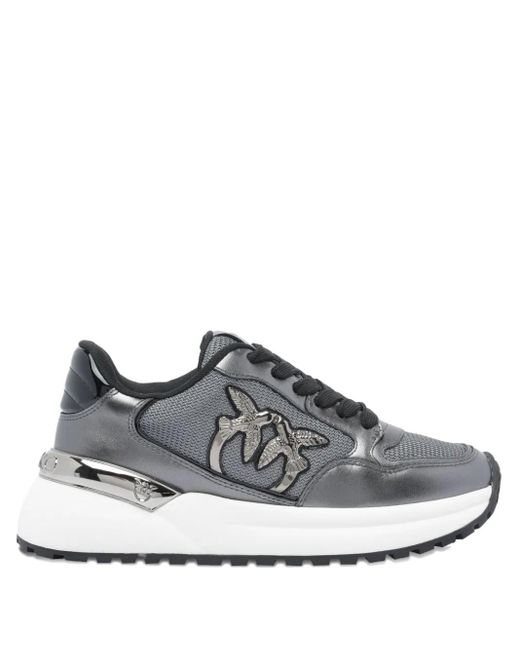 Pinko Gray Logo-Detail Chunky-Sole Sneakers