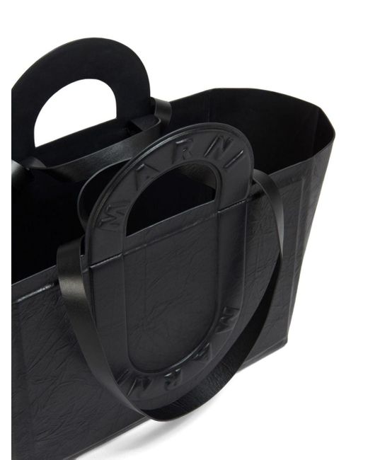 Marni Black Logo-embossed Tote Bag for men
