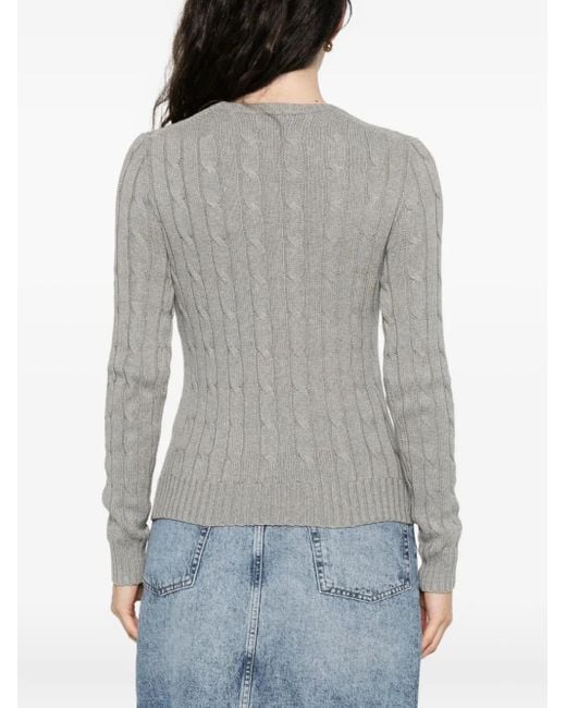 Polo Ralph Lauren Gray Cable-Knit Crew-Neck Sweater