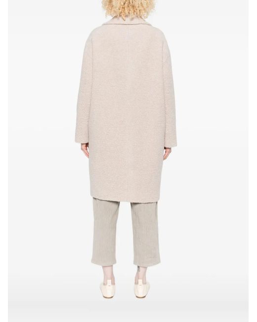 Harris Wharf London Natural Bouclé Double-Breasted Coat