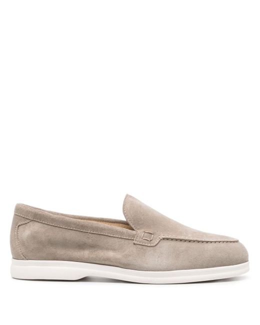 Doucal's Gray Almond-toe Suede Loafers