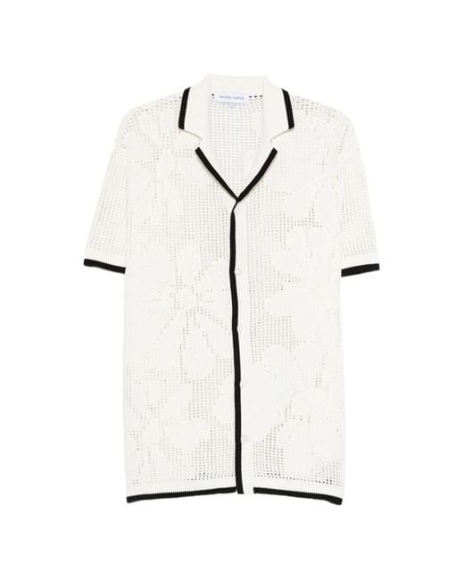 Maison Labiche White Chemise Beurert Flowers À Bords Contrastants for men