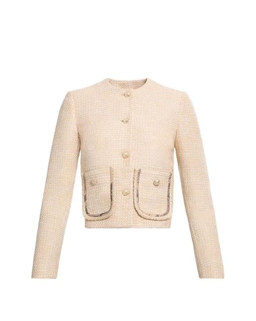 Elie Saab Natural Python-Print Tweed Jacket