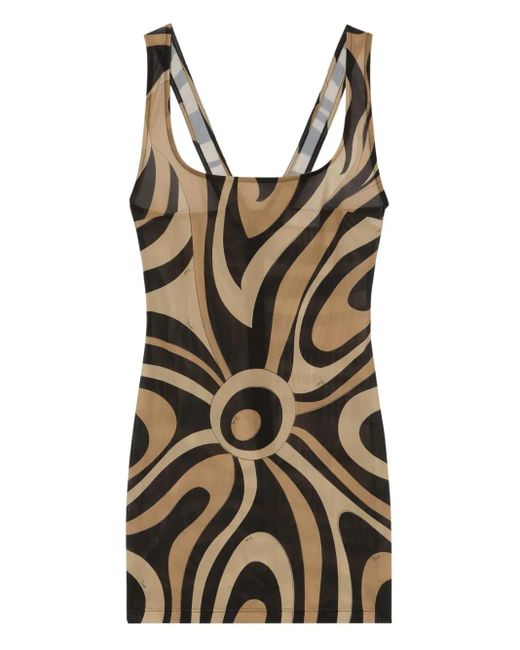 Emilio Pucci Marmo スクエアネック ミニドレス Black