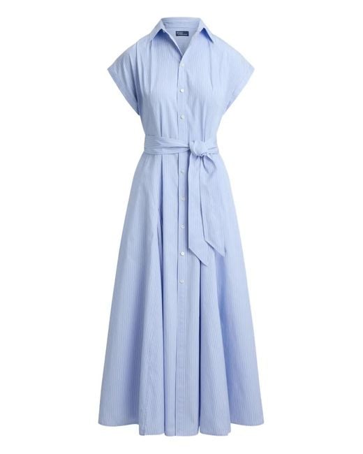 Polo Ralph Lauren Blue Dress With Striped Belt