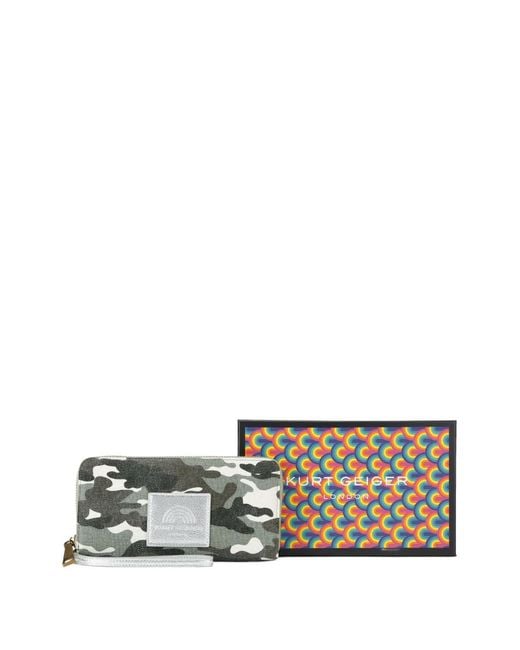 Kurt Geiger Gray Southbank Camouflage-Print Zip-Around Wallet