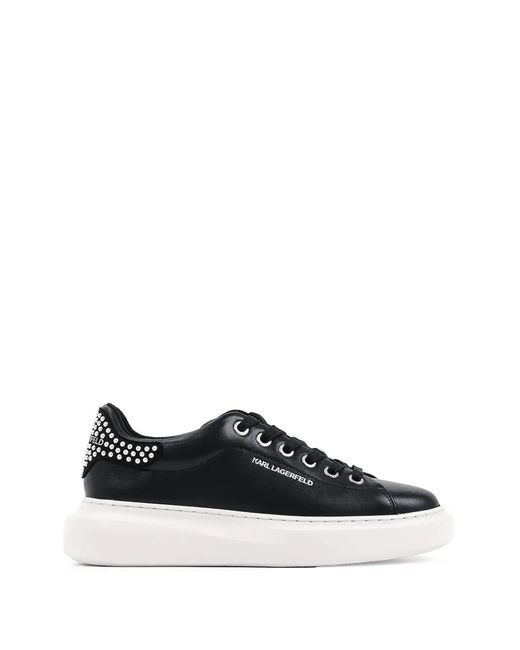 Karl Lagerfeld Black Stud-Embellished Chunky-Sole Sneakers