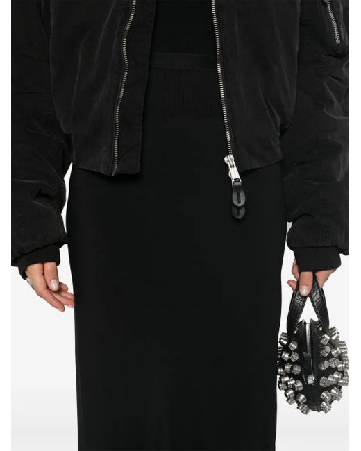 Rick Owens Black Asymmetric Bias-Cut Midi A-Line Skirt