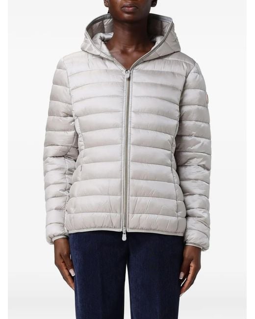 Save The Duck Gray Alexis Quilted Hooded Jacket