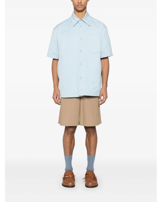 Gucci Blue 'Double Gg' Oversize Fit Work Shirt for men