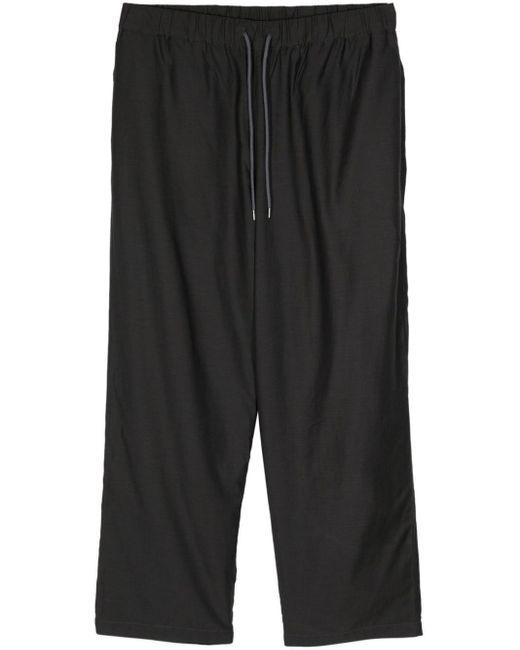 Attachment Black Drawstring-waistband Straight-leg Trousers for men