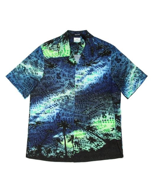 Ksubi Blue Palm Resort Short-sleeve Shirt for men