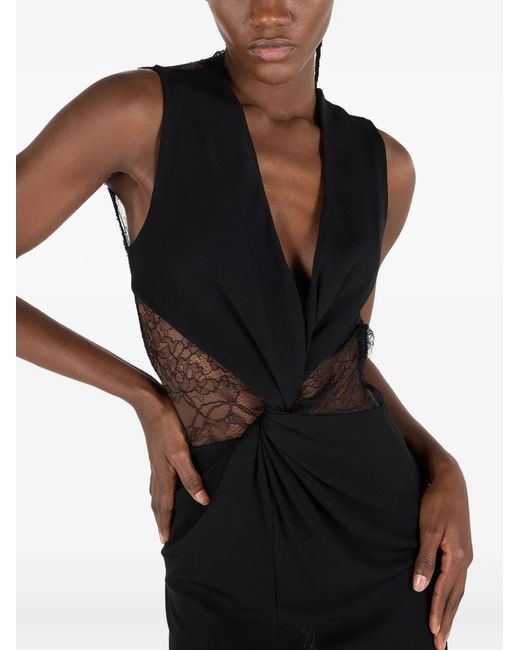Roberto Cavalli Black Lace-Insert Mini Dress