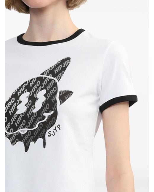 Camiseta con ribete en contraste SJYP de color White