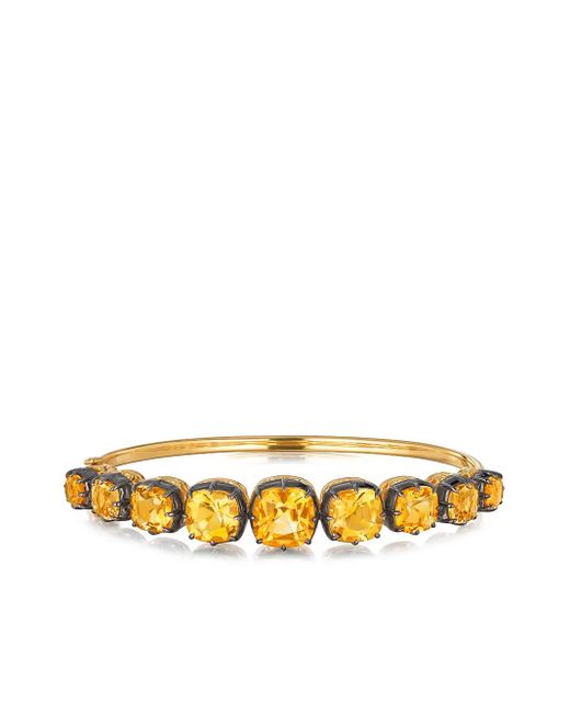 Fred Leighton Metallic 18Kt Cushion Citrine Collet Bangle