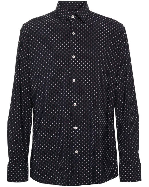 Boss Blue Graphic-Print Long-Sleeve Shirt for men