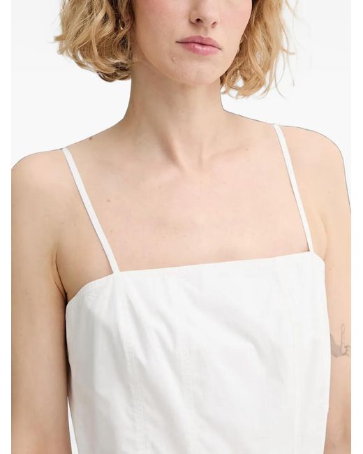 Marc O' Polo White Shirred-Back Midi Dress