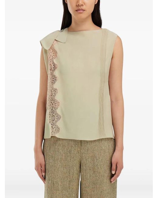 Ferragamo Natural Top With Lace Inserts