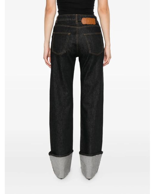 Gcds Black Cuffed-Hem Jeans