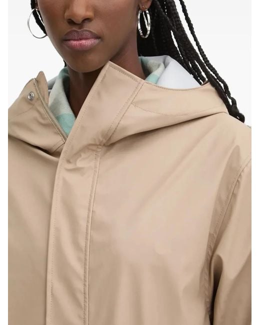 Herschel Supply Co. White Logo-Patch Single-Breasted Coat