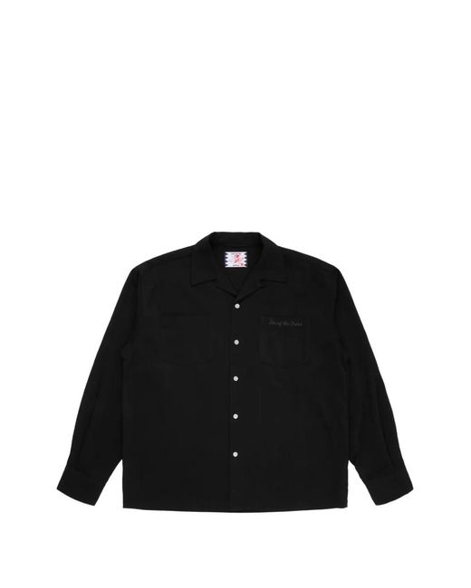 Son Of The Cheese Black Open-Collar Long-Sleeve Shirt for men