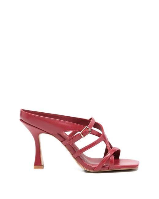 Bruno Premi Red Buckle-Strap Leather Sandals