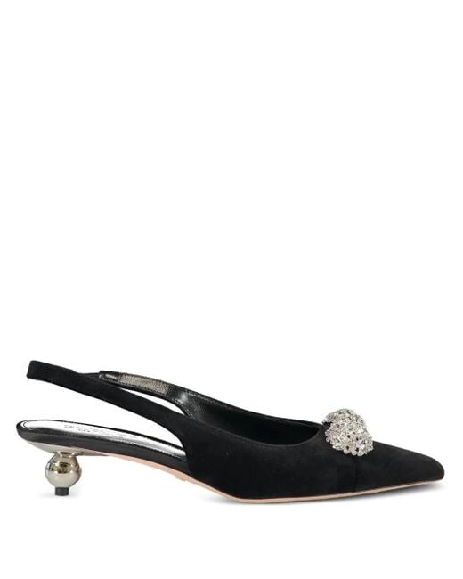 Giambattista Valli Black 35Mm Crystal-Embellished Slingback Pumps