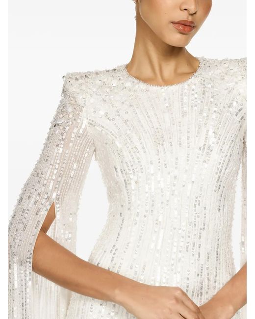 Jenny Packham White Sweet Magic Embellished Sleeve Dress
