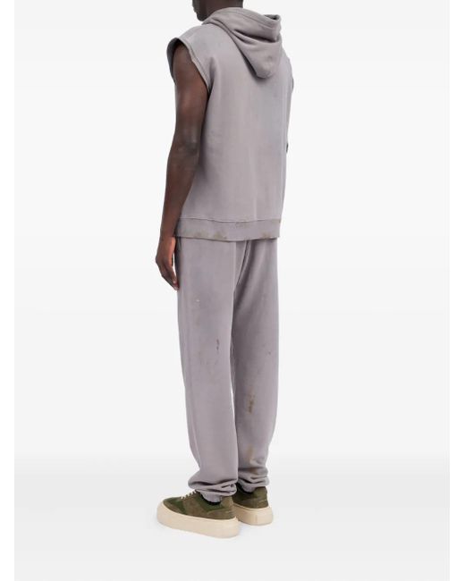 MM6 by Maison Martin Margiela Gray Numbers-Motif Hoodie With Artistic Paint Splatter Detail for men