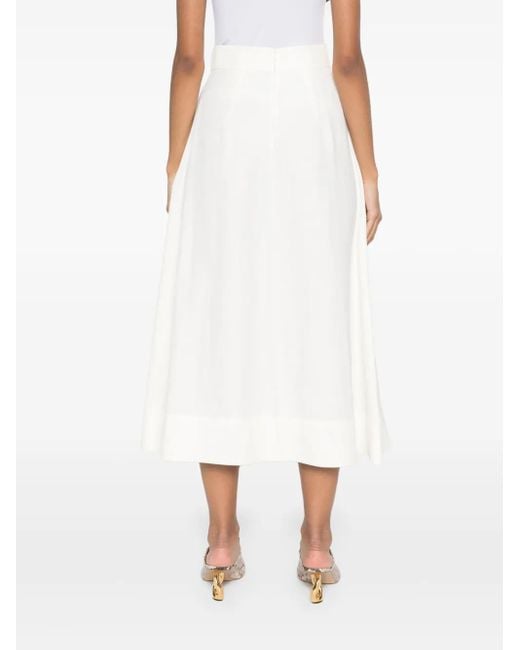 P.A.R.O.S.H. White Slub Texture Midi Skirt