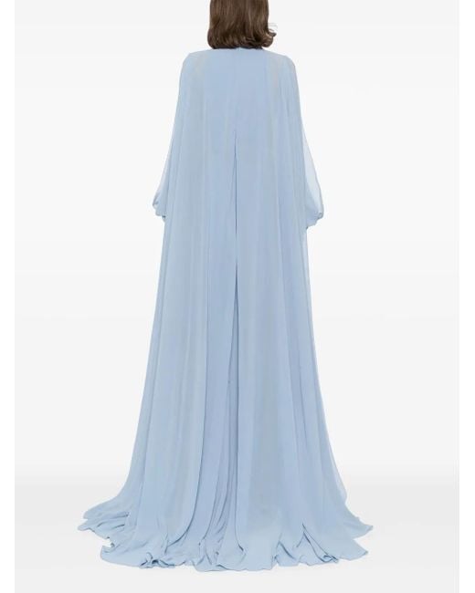 Saiid Kobeisy Blue Crepe Georgette Long Dress