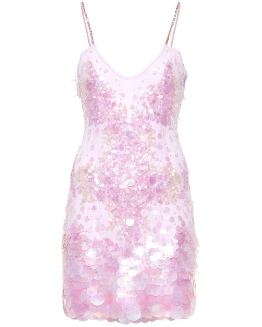 Amen Pink Sequin-embellished Mini Dress