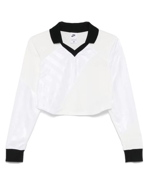 Nike White Long-Sleeve Crop Top