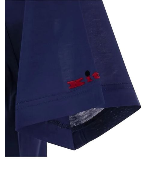 Kiton Blue Embroidered-Logo Crew-Neck T-Shirt for men