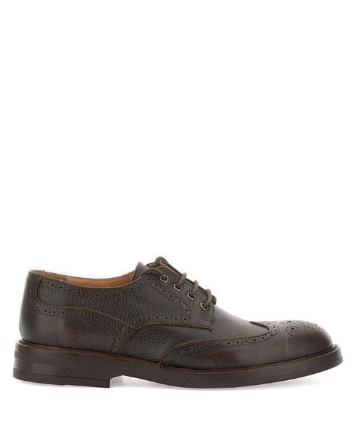 Duca Degli Abruzzi Brown James Leather Derby Shoes for men