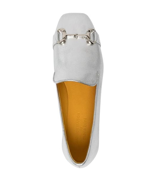 Madison Maison White Square-Toe Horsebit Loafers