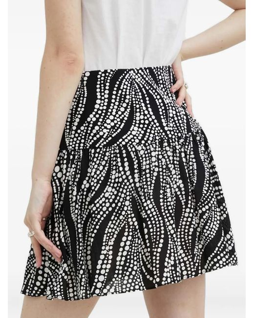 The Kooples Black Wave-Print Tiered Mini Skirt