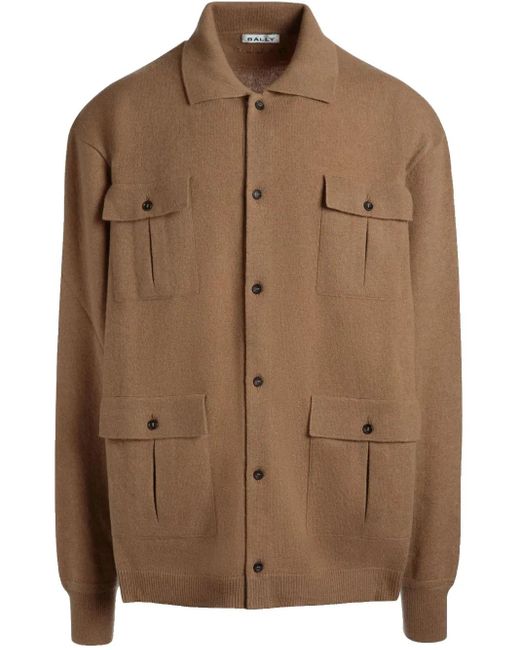 Bally Brown Knitted Cashmere Shirt for men