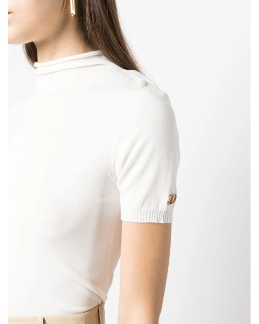 Pull À Plaque Logo Twinset en coloris White