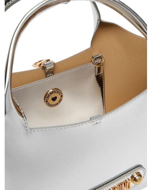 Love Moschino Gray Logo Lettering Tote Bag