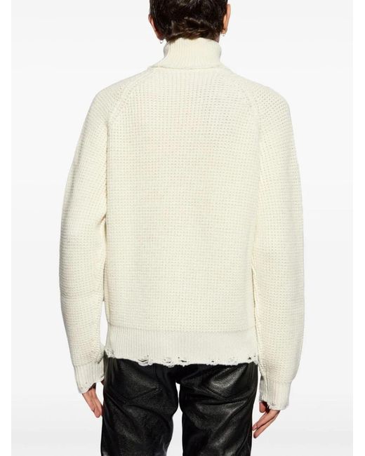 DSquared² Natural Logo-Patch Roll-Neck Knit Jumper For for men