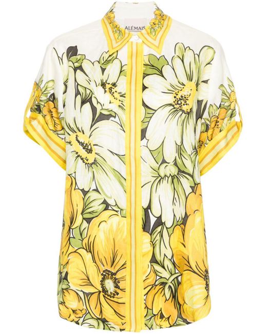 ALÉMAIS Yellow Gisela Floral-print Shirt