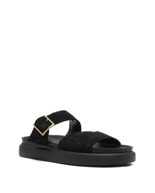 Clarks Black Aristella Buckled Platform Sandals