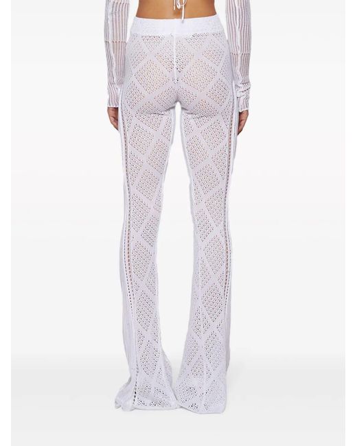 Roberta Einer White Disco Open-Knit Trousers