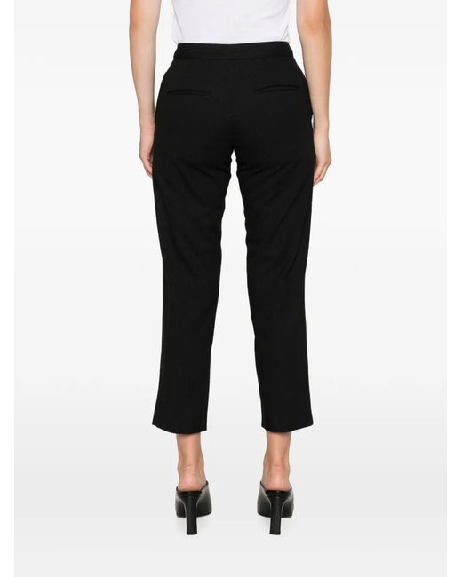 Frankie Shop Black Pinstripe-Pattern Cropped Trousers