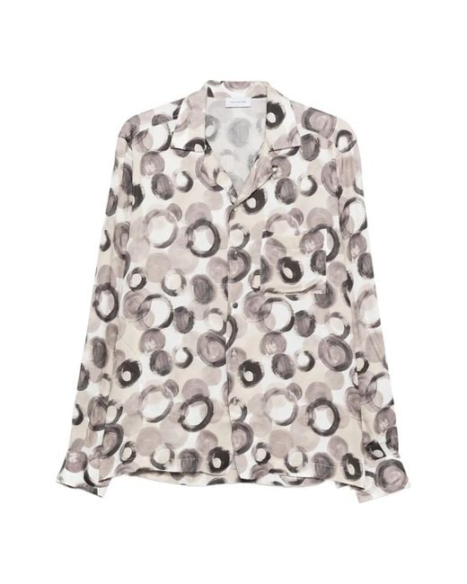 Tagliatore White Circle-Print Shirt for men