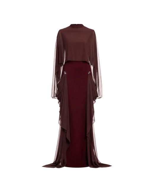 Chats by C.Dam Purple Helix Draped Maxi Dress