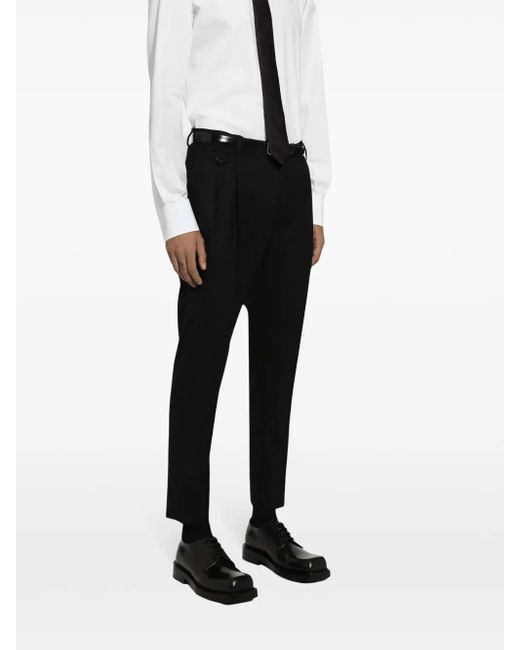 Dolce & Gabbana Black Tailored Tapered Trousers for men