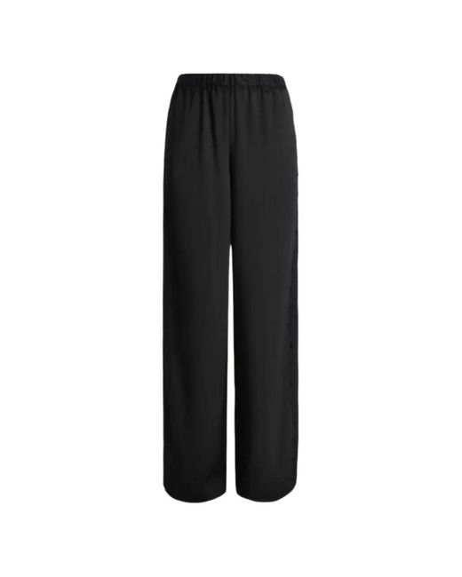 Vince Black Lace-Trim Wide-Leg Trousers