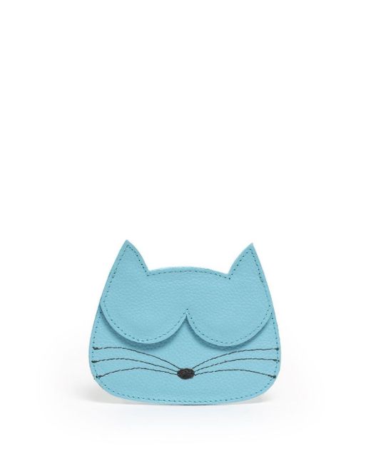 Sarah Chofakian Blue Cat-shaped Leather Wallet